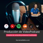 Micrófono de estudio profesional y un médico especialista grabando en cabina. Servicio de producción de videopodcast para doctores en polanco de www.NarrativaMedica.com