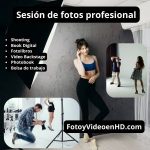 Promocional de FotoyVideoenHD.com ofreciendo servicios de sesión de fotos profesional en polanco, mostrando a varios fotógrafos trabajando en estudio con modelos.